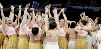 CHS Dance Team holds trophy.