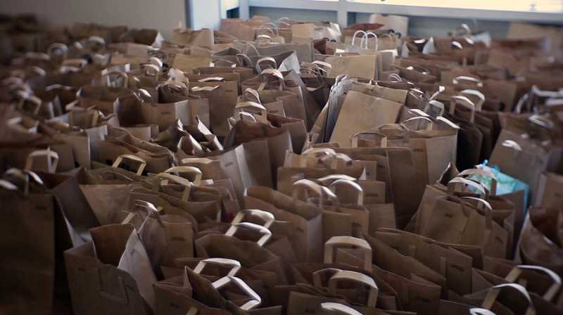 Bags ready for distribution.