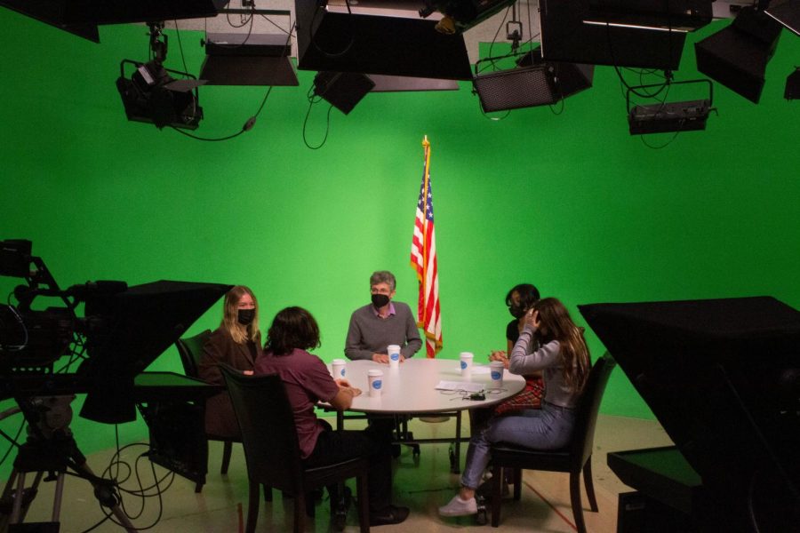 Jamie-Mcleod Skinner, democratic candidate for the Fifth District Congressional race, with our team in the studio at Schellenberg.